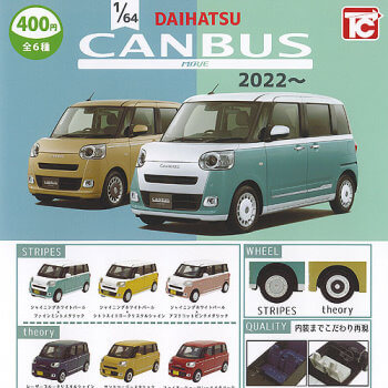 新型ムーヴキャンバス ストライプス ミニカー 白い レイクブルー